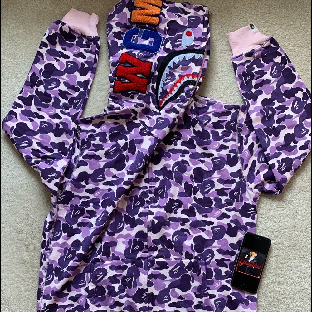 Bape A Bathing Ape Light Purple Camo Shark Hoodie